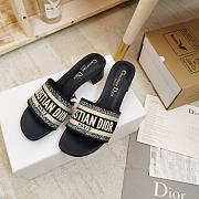 Dior Dway heeled slide black embroidered cotton with gold logo - 4