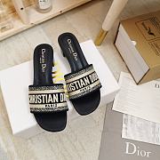 Dior Dway heeled slide black embroidered cotton with gold logo - 3
