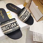 Dior Dway heeled slide black embroidered cotton with gold logo - 2
