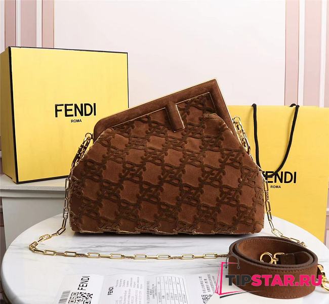 Fendi First medium brown suede bag 8BP127AGXKF1992 32.5cm - 1