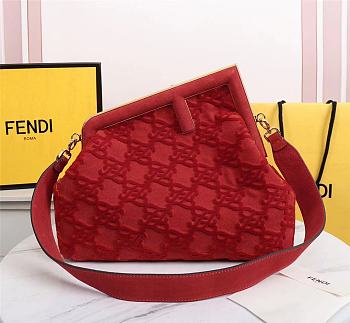 Fendi First medium red suede bag 8BP127AGXKF0C3Q 32.5cm