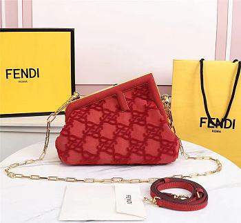 Fendi First small red suede bag 8BP127AGXKF0C3Q 32.5cm