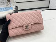 Chanel Classic handbag grained calfskin with silver-metal/pink A58600 25cm - 1
