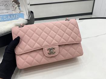 Chanel Classic handbag grained calfskin with silver-metal/pink A58600 25cm