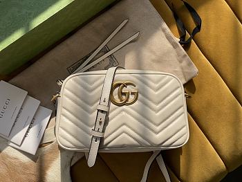 Gucci GG Marmont small matelassé shoulder bag white lether 447632 24cm