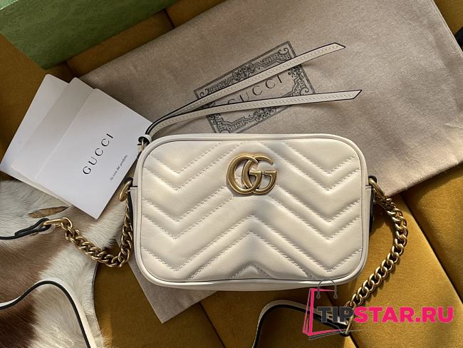 Gucci GG Marmont matelassé mini bag white leather 448065 18cm - 1