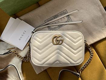 Gucci GG Marmont matelassé mini bag white leather 448065 18cm
