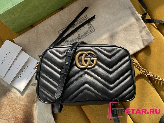 Gucci GG Marmont small matelassé shoulder bag black lether 447632 24cm - 1