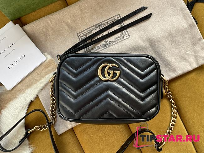 Gucci GG Marmont matelassé mini bag black leather 448065 18cm - 1