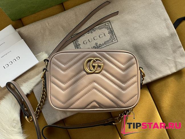 Gucci GG Marmont matelassé mini bag beige leather 448065 18cm - 1