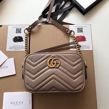 Gucci GG Marmont matelassé mini bag dusty pink leather 448065 18cm
