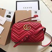 Gucci GG Marmont small matelassé shoulder bag red lether 447632 24cm - 1