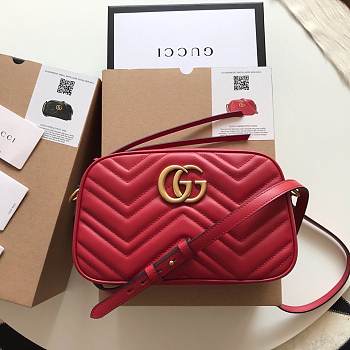 Gucci GG Marmont small matelassé shoulder bag red lether 447632 24cm