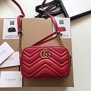 Gucci GG Marmont matelassé mini bag hibiscus red leather 448065 18cm - 1