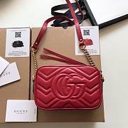 Gucci GG Marmont matelassé mini bag hibiscus red leather 448065 18cm - 2