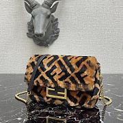 Fendi mini Baguette brown sheepskin bag 8BS017A8HPF180S 18*4*11cm - 3