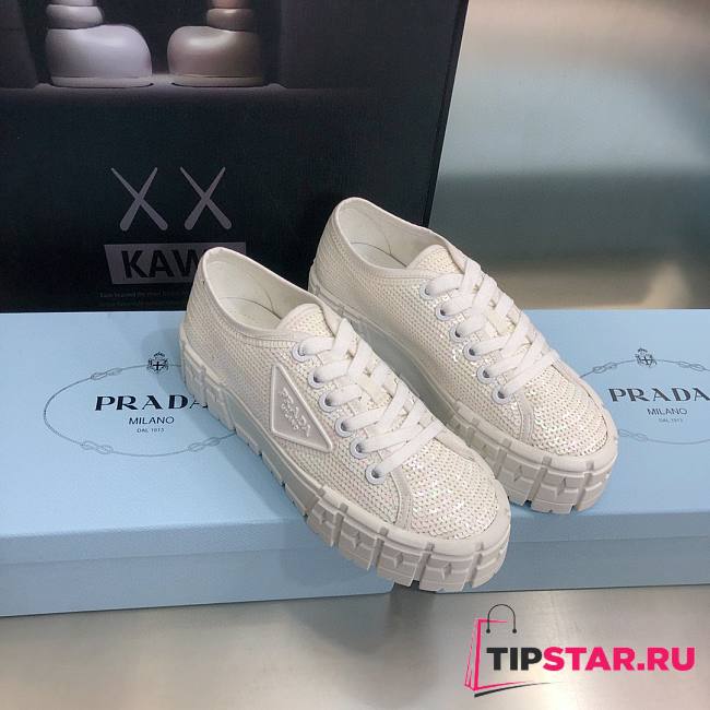 Prada Double Wheel sequin sneakers white - 1