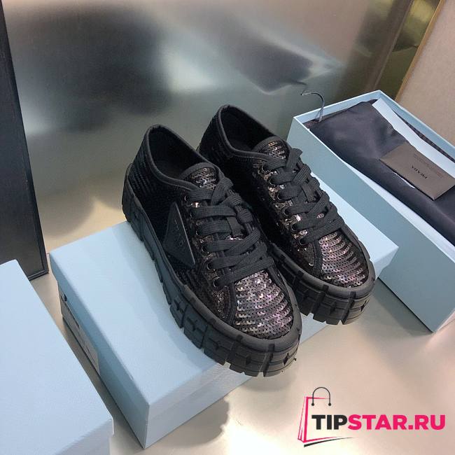 Prada Double Wheel sequin sneakers black - 1