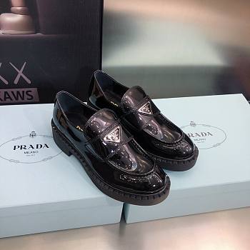 Prada black Chocolate brushed leather loafers