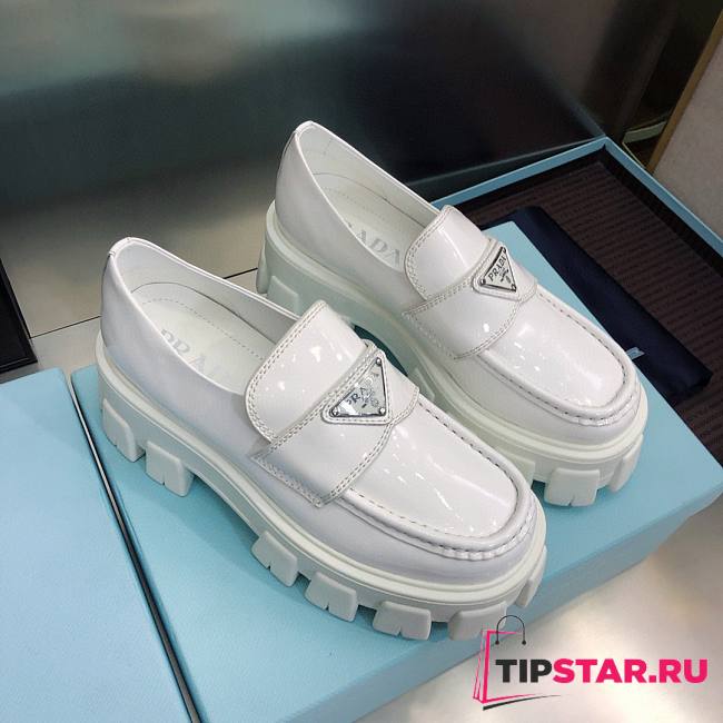 Prada white Chocolate brushed leather loafers - 1