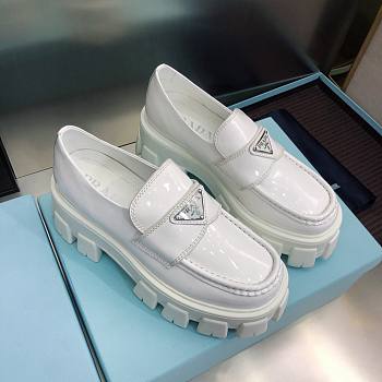 Prada white Chocolate brushed leather loafers