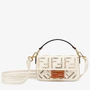 FENDI BAGUETTE MINI White canvas bag with embroidery 8BS017AF2VF1DSV  - 1