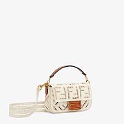 FENDI BAGUETTE MINI White canvas bag with embroidery 8BS017AF2VF1DSV  - 4