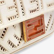 FENDI BAGUETTE MINI White canvas bag with embroidery 8BS017AF2VF1DSV  - 2