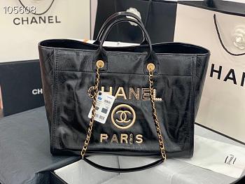 Chanel large Shopping bag black lambskin 40cm