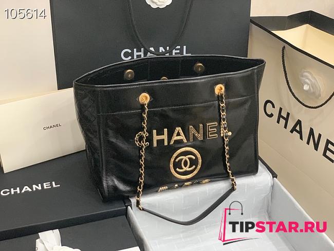 Chanel large Shopping bag black lambskin 33cm - 1