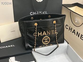 Chanel large Shopping bag black lambskin 33cm