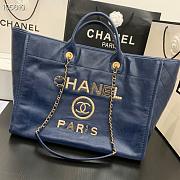 Chanel large Shopping bag blue lambskin 40cm - 3