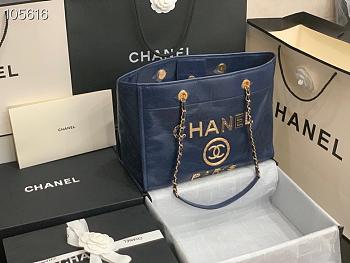 Chanel large Shopping bag blue lambskin 33cm