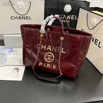 Chanel large Shopping bag red lambskin 40cm