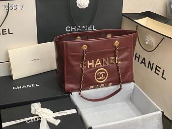 Chanel large Shopping bag red lambskin 33cm