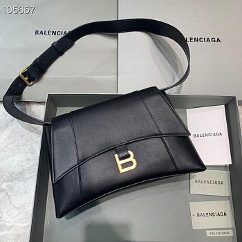 Balenciaga Hourglass shoulder bag in black with gold hardware 12801180 29cm