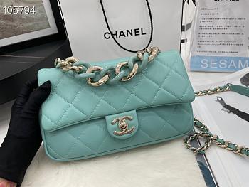 Chanel Small Flap Bag Large Chain Mint Lambskin AS1353 size 16x24x6 cm
