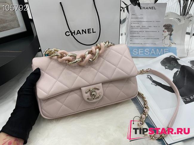 Chanel Small Flap Bag Large Chain Light Pink Lambskin AS1353 size 16x24x6 cm - 1