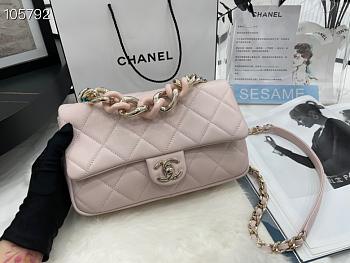 Chanel Small Flap Bag Large Chain Light Pink Lambskin AS1353 size 16x24x6 cm