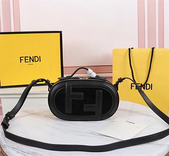 Fendi mini Camera case black leather and suede mini-bag 8BS058AHSBF192E 21cm