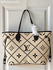 LV Neverfull MM stitched motif creme M46039 31cm - 6