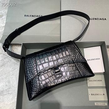 Balenciaga Hourglass crocodile leather shoulder bag in black 12801180 29cm