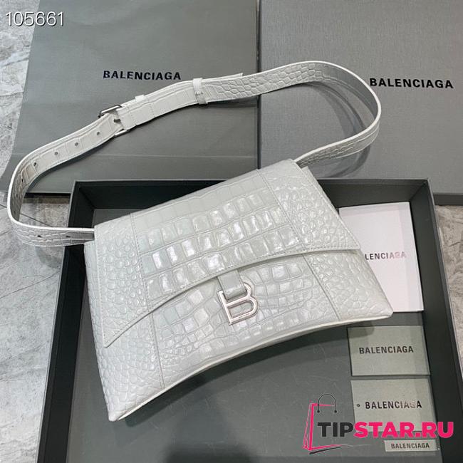 Balenciaga Hourglass crocodile leather shoulder bag in white 12801180 29cm - 1