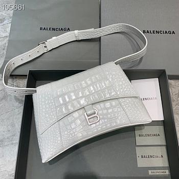 Balenciaga Hourglass crocodile leather shoulder bag in white 12801180 29cm