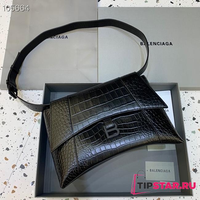 Balenciaga Hourglass crocodile leather shoulder bag in black 13801280 32cm - 1