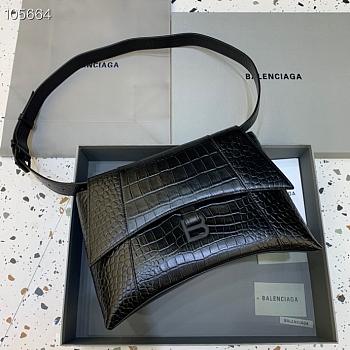 Balenciaga Hourglass crocodile leather shoulder bag in black 13801280 32cm