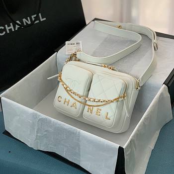 Chanel Camera case bag white AS2923 20.5cm