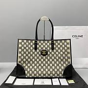 Celine Horizontal cabas in textile with triomphe embroidery black 60117 43cm - 1