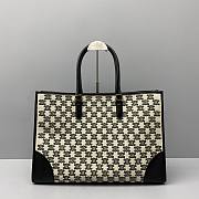 Celine Horizontal cabas in textile with triomphe embroidery black 60117 43cm - 3
