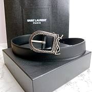 Saint Laurent Celtic Black Leather Belt - 3cm - 1